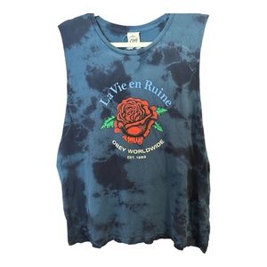 Obey La Vie en Ruine, Obey Worldwide Blue Tie Dye Short Wide Open Sleeve T Shirt